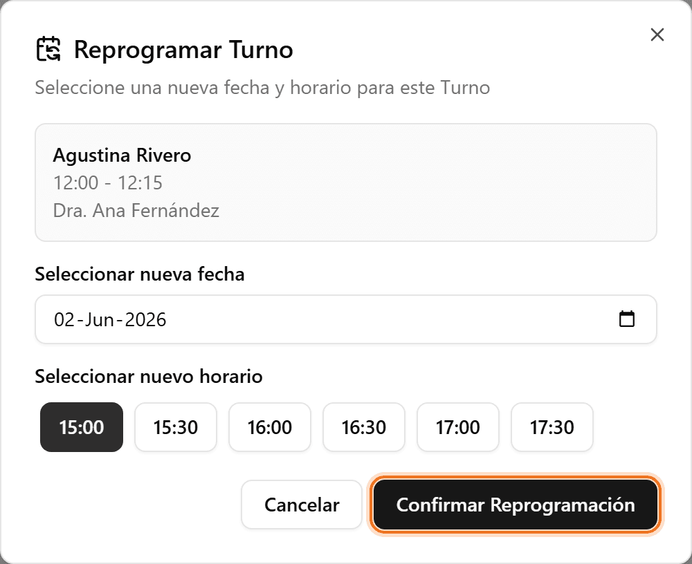 Botón Confirmar Reprogramación